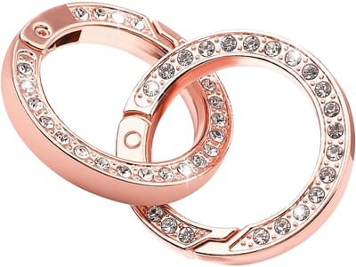 Dailygoods - Set van 4 Ronde Karabijnhaken Roségoud met Strass voor Sleutelhanger en DIY Projecten