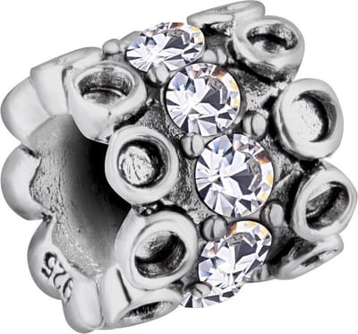 Quiges - 925 - Zilveren - Bedels -Sterling zilver - Beads - Zirkonia Transparant Kraal Charm - Geschikt – voor - alle bekende merken - Armband Z540