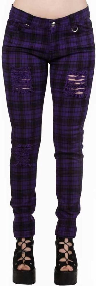 Banned - MOVE ON UP Skinny fit broek - XS - Paars/Zwart