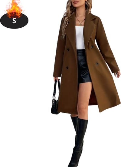 Livano Mantel Dames - Tussenmantel - Jas - Mantelpakje - Trenchcoat - Overjas - Overcoat - Winter - Donkerbruin - S