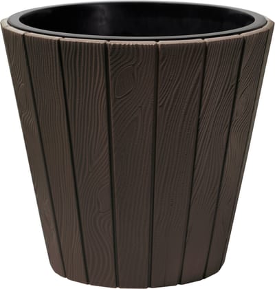 Prosperplast Plantenpot/bloempot Wood Style - buiten/binnen - kunststof - donkerbruin - D49 x H45 cm