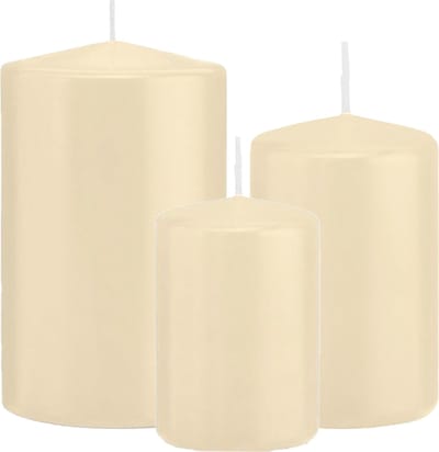 Trend Candles - Stompkaarsen set 3x stuks creme wit 10-12-15 cm