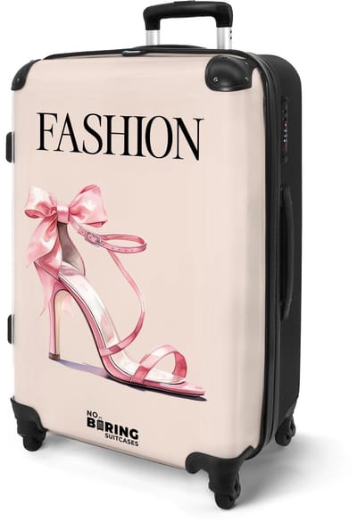 NoBoringSuitcases.com® - Koffer groot - Rolkoffer lichtgewicht - Fashion - Roze hak - Reiskoffer met 4 wielen - Grote reis trolley XL - Luggage suitcase - Hardcase reistrolley medium - 20 kg bagage