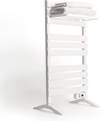 CREATE - Elektrische handdoekhouder 500W - Wit - Met poten - Met legbord 3 spijlen - WARM TOWEL