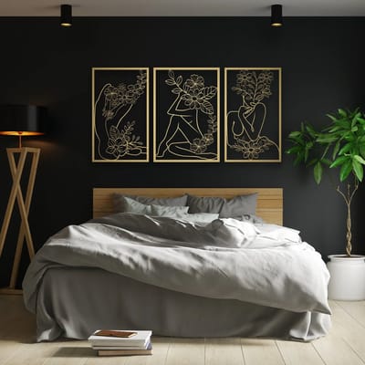 Metalen Wanddecoratie Vrouwelijk Lichaam – 3D Wandkunst – Goud – 50 x 30 cm
