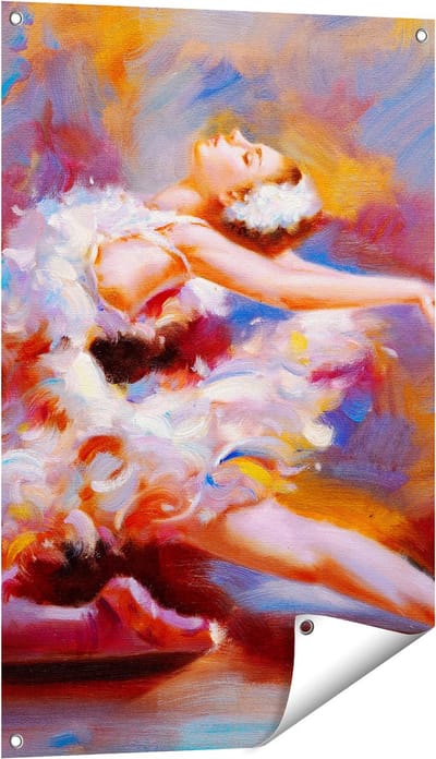 Gards Tuinposter Ballerina van Olieverf - Ballet - 60x90 cm - Tuindoek - Tuindecoratie - Wanddecoratie buiten - Tuinschilderij