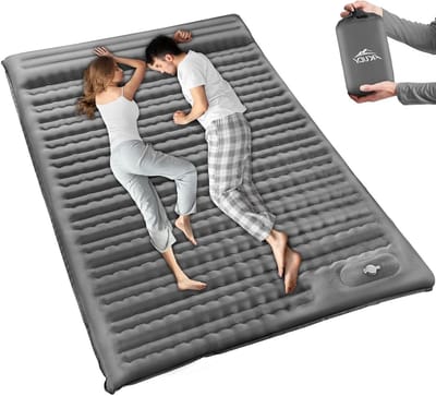 Dubbele Slaapmat - Campingmatras 2 Personen - Kamperen Buiten - Extra Dikke Comfort - 77 x 54 Inch - Grijs