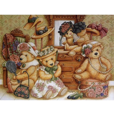 Diamant schilderij volledige ronde 5D diamant borduurwerk kruissteek steentjes diamant cartoon beer 20X30CM beige