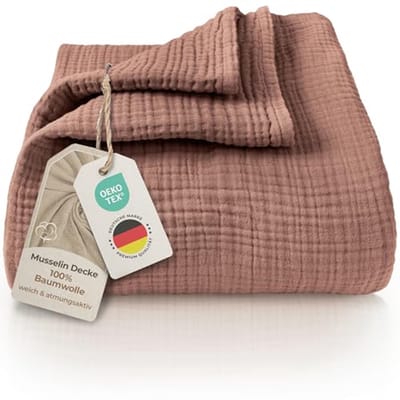 Zachte katoenen mousseline sprei 150 x 200 cm - veelzijdige zomerdeken en knuffeldeken