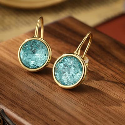 Vintage Minimalistische Ijsgebarsten Steen Hemisferische Dames Licht Luxe Nieuwe Emaille Oorbellen Zijn Uniek En Exquis blue