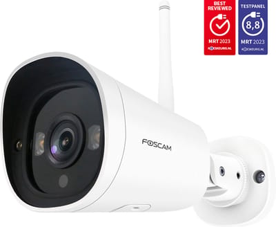Foscam G4C Beveiligingscamera - 2K 4MP WiFi Buitencamera - Kleur Nachtzicht 20m - Starlight Sensor - IP66 Waterdicht - Spotlight - Bewegingsdetectie - App Bediening - Alexa Google Assistant - Wit