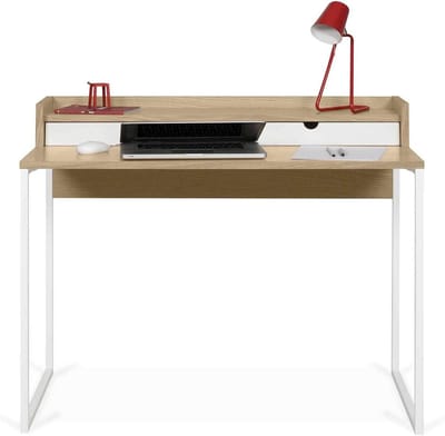 TemaHome Rise bureau, eikenfineer, witte laden en onderstel, L100xB55xH85 cm