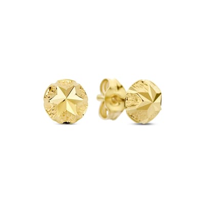New Bling 9NBG-1043 – Gouden Oorbellen Dames – Oorknopjes Halve Bolletjes – 14K Goud – 5 mm