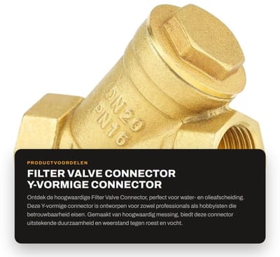 Dailygoods- Filterventielaansluiting Y-vormig - 3/4" BSPP Binnendraad - Messing - Water-Olie-Scheiding - 0-150 °C Werktemperatuur - Duurzaam en Roestvrij - Filteraansluiting