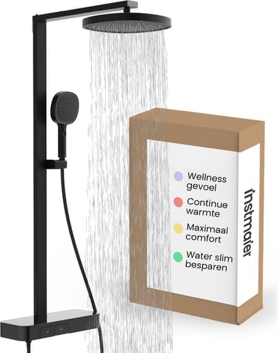 instmaier Cleo - Regendouche met kraan - Zwart mat - Design thermostaat met groot legvlak