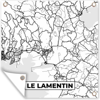 Tuin poster Stadskaart - Plattegrond - Le Lamentin - Kaart - Frankrijk - Zwart wit - 200x200 cm - Tuindoek