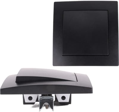 Benson Wandcontactdoos - 2x - schakelaar - inbouw - zwart - 81 x 81 mm - 250V AC/10A