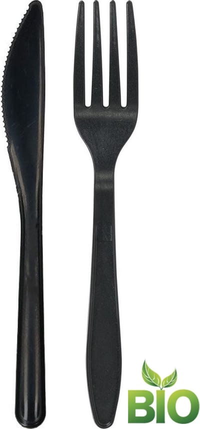 Bondoo Plastic vorkjes + messen bestek 50 stuk - Plastic messen en vorkjes - Stevig en Herbruikbaar - BPA Vrij - Vaatwasbestendig - Zwart