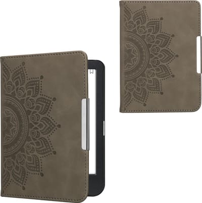 kwmobile ereader hoesje van kunstleer - geschikt voor Kobo Clara BW / Colour - Met magneetsluiting - In grijs Opkomende Zon design