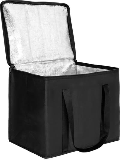 Geïsoleerde tas - Picknicktas - Opvouwbare koeltas - Tas voor voedselbezorging - 28x14x17 cm - Multifunctioneel en grote capaciteit - Verdikt en opvouwbaar - Geschikt voor kamperen en picknicken in de buitenlucht - Zwart