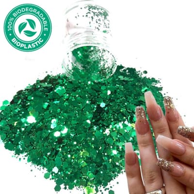 Chunky Glitters (Groen) [Volume 8g - Festival Glitter Outfit Nagel Decoratie Versiering - Manicure Kunstnagels Nepnagels Acryl Nagels - Kinderen Volwassenen Dames Glitters]