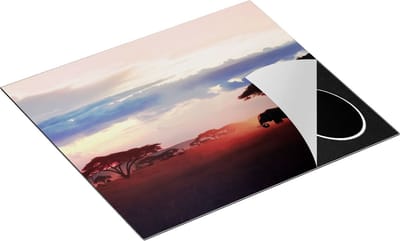 Chefcare Inductie Beschermer Olifant in de Savanne - 60x50 cm - Afdekplaat Inductie - Kookplaat Beschermer - Inductie Mat