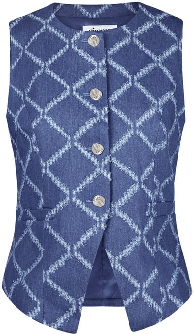 Gimme - Grids of Grace Corset – Eigentijdse Corsettop – Modieus Geweven Shirt voor een Gestructureerde Look - Blauw - Maat S