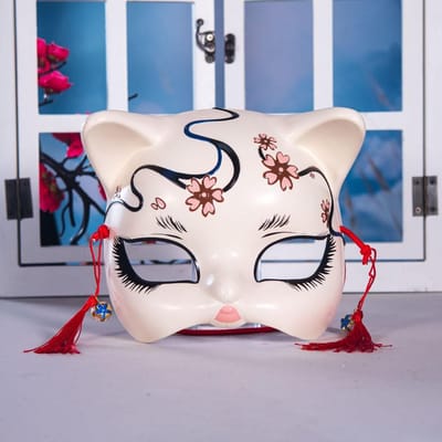 Handgemaakt Schattig Kat Cosplay Masker Japans-Stijl Half Gezicht Schilder Masker voor Podiumoptredens En Anime Rollenspel