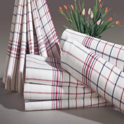 Homéé Theedoek Nationale ruit rood / blauw 100% katoen 65x65cm - set van 12 stuks