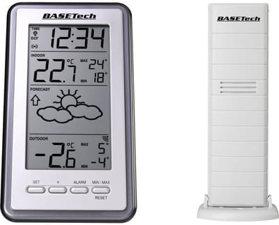 Digitaal Weerstation - Weer Voorspeller - Binnen Buiten - 1 Dag Voorspelling - 17 x 10 cm - Zilver