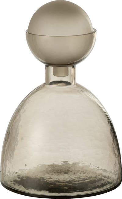J-Line vaas Fles + Dop Yara - glas - grijs - small - Ø 20 cm