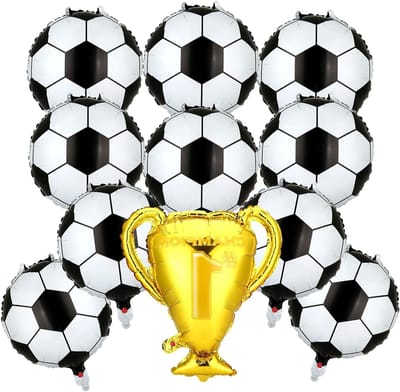 11-delige Wereldbeker Voetbal Verjaardagsdecoratie voor Jongens met Soccer Ballon en Trofee voor Voetbalfeest