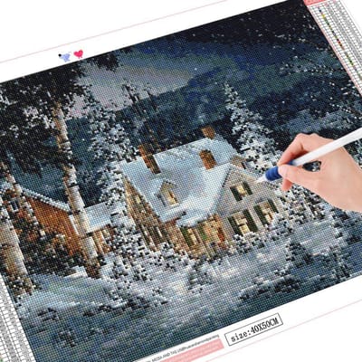 Peinture diamant paysage d'hiver 5D, image en strass, décoration de la maison, Kit artisanal de broderie 20X30CM gray