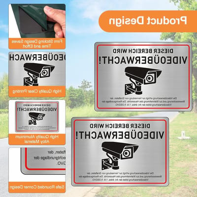 Video Surveillance Sign 20 x 15 cm - 2 Stuks Zelfklevend Waarschuwingsbord voor Camera's, Beveiliging en Privacy Bescherming binnenshuis