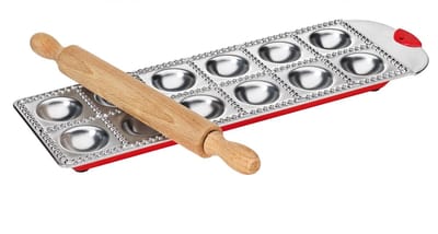 Ibenzoa® Ravioliplank met Houten Rol voor Zelfgemaakte Ravioli in Keuken
