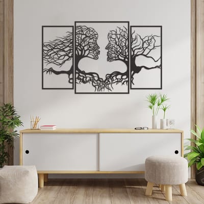 Wanddecoratie Gezichten 3 Delen - Muurdecoratie Gezichten 3 Delen - Muurdecoratie Hout - Wanddecoratie Hout - Muurdecoratie Drieluik - Wanddecoratie Drieluik - Wanddecoratie Industrieel - Wanddecoratie Woonkamer - Home Decor - 128 x 78.5 cm