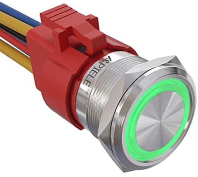 22 mm drukschakelaar met waterdichte vergrendeling en led verlichting - ideaal voor auto, camper, vrachtwagen, boot