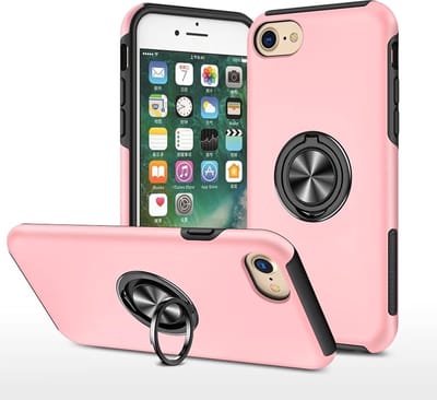 Telefoonhoesje Met Vingerring & Magneet voor Telefoohouders - Hoesje Geschikt voor: iPhone 7 Plus / 8 Plus - Anti-drop harde cover - Roze