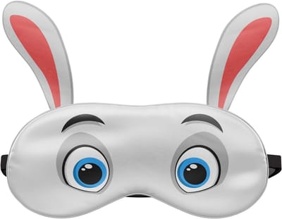 Slaapmasker Wit Konijn - Oogmasker Dutje - Reizen Ontspannen - Zeer Zacht Comfort - 19x9 cm - Wit
