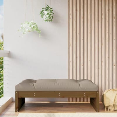 Houten Tuinstoel - Voetenbank Kussen - Buiten Ontspannen - Massief Hout - 120 cm Lengte - Honingsbruin