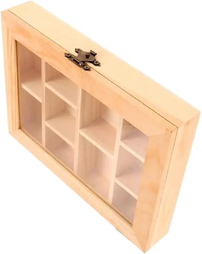 Houten Sieradenkist - Opbergdoos DIY - Sieraden Organiseren - Met Transparant Deksel - 20 x 15 x 4 cm