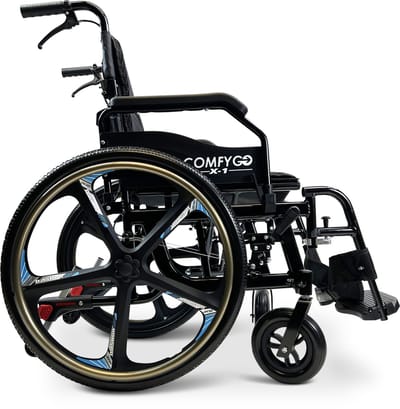COMFYGO X-1 SE Handbewogen Rolstoel, Lichtgewicht, Opvouwbare, Transportrolstoel, Duwrolstoel, met snel afneembare wielen (2025 Speciale Editie), Zwart, 51cm