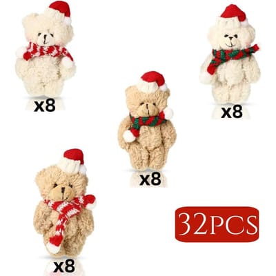 8-3s Kerst Mini Teddyberen Grootverpakking Kerstbeer Pluche Poppen Kleine Zachte Beer Poppen Feestbedankjes voor Kerstboom Decoraties 12cm