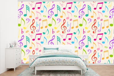 Behang - Fotobehang Muziek - Patronen - Regenboog - Breedte 345 cm x hoogte 220 cm