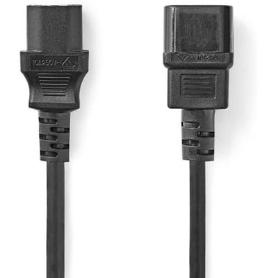 Nedis Stroomkabel - IEC-320-C14 - IEC-320-C13 - Recht - Recht - Vernikkeld - 3.00 m - Rond - PVC - Zwart - Polybag
