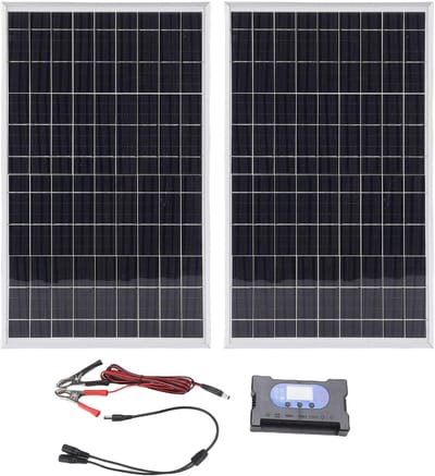 Zonnepaneel Kit - Draagbare Energie - Kamperen Wandelen - Snellaadcontroller 100A - 20 Watt - Zwart