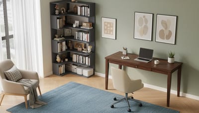 boekenkast -Hoekboekenkast Modern 6 Niveaus – Casa Velluto Vrijstaand L-vormig Opbergrek van Massief Hout met Anti-Valpaneel – Opbergkast voor Woonkamer, Thuiskantoor en Boeken