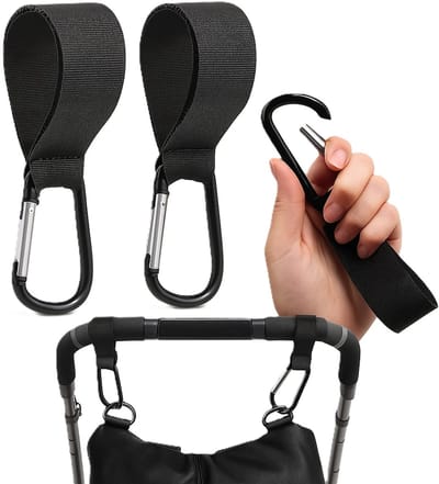 Tassenhaak Voor De Kinderwagen I Tas Hanger I Karabijnhaak Tassendrager Voor De Kinderwagen I Haak Voor De Buggy Klittenband I I 2 Stuk I Zwart