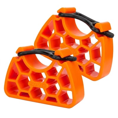 Oranje fiets reparatie standaard montagestandaarden set van 2 voor mountainbike en racefiets met veilige grip en kunststof structuur voor omgekeerde opslag