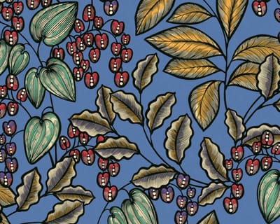 SCANDINAVISCHE LOOK BLADEREN BEHANG | Retro - meerkleurig blauw - "Architects Paper" A.S. Création Floral Impression